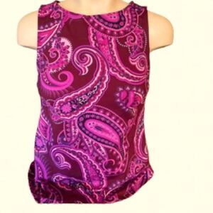 Land’s End high neck modest Tankini blackberry paisley tummy control 4D